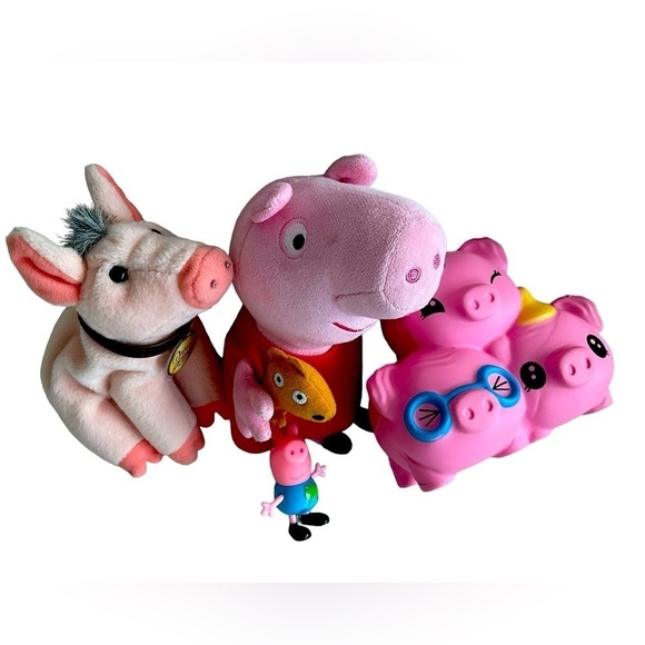 Lot of 4 Pink Plush Toys Pigs Ty Peppa Pig Babe Squooshie🐷🎀🌸💫 - Picture 2 of 3